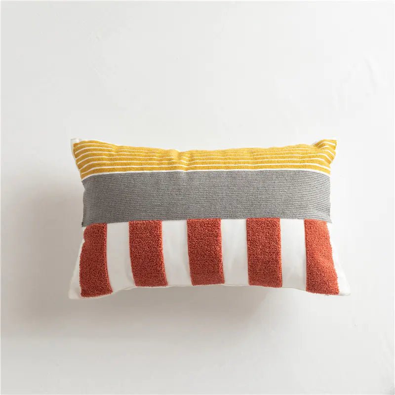 Scandinavian Geometric Cotton Embroidered Pillow Cover - MAD RUFFI
