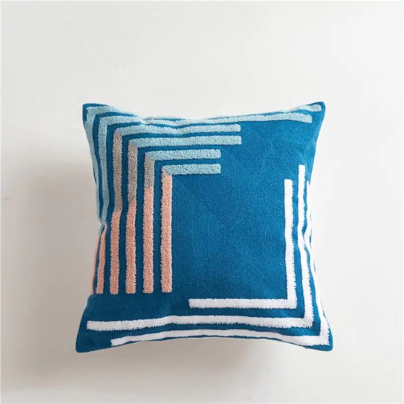 Scandinavian Geometric Cotton Embroidered Pillow Cover - MAD RUFFI