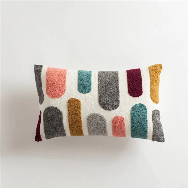Scandinavian Geometric Cotton Embroidered Pillow Cover - MAD RUFFI