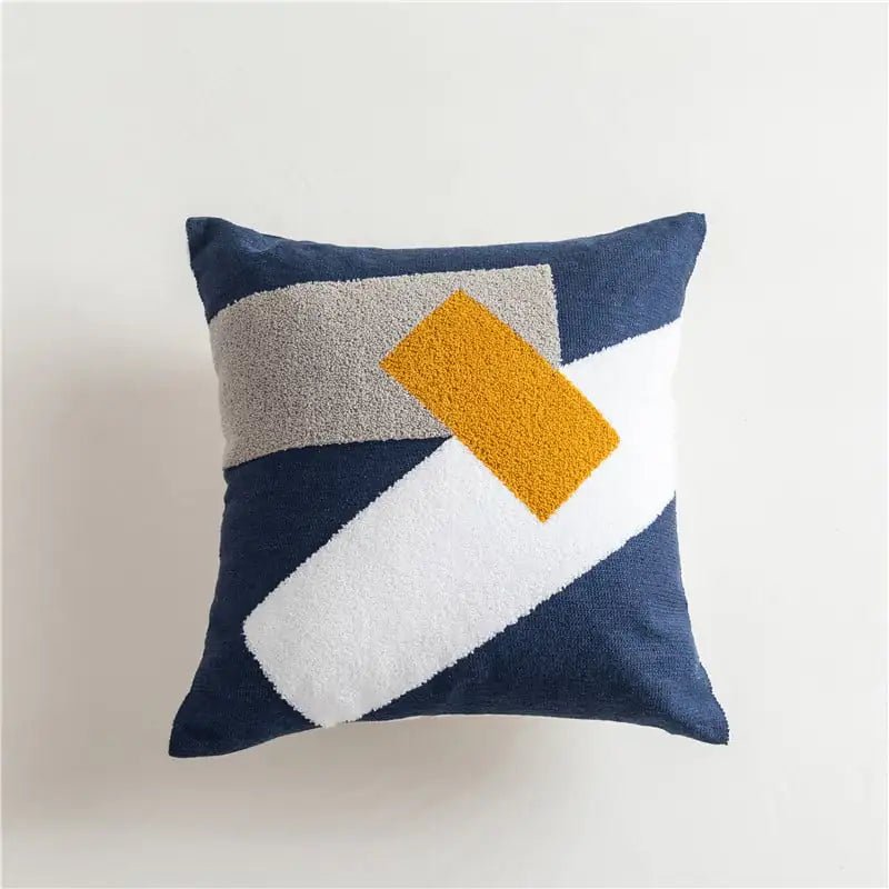 Scandinavian Geometric Cotton Embroidered Pillow Cover - MAD RUFFI