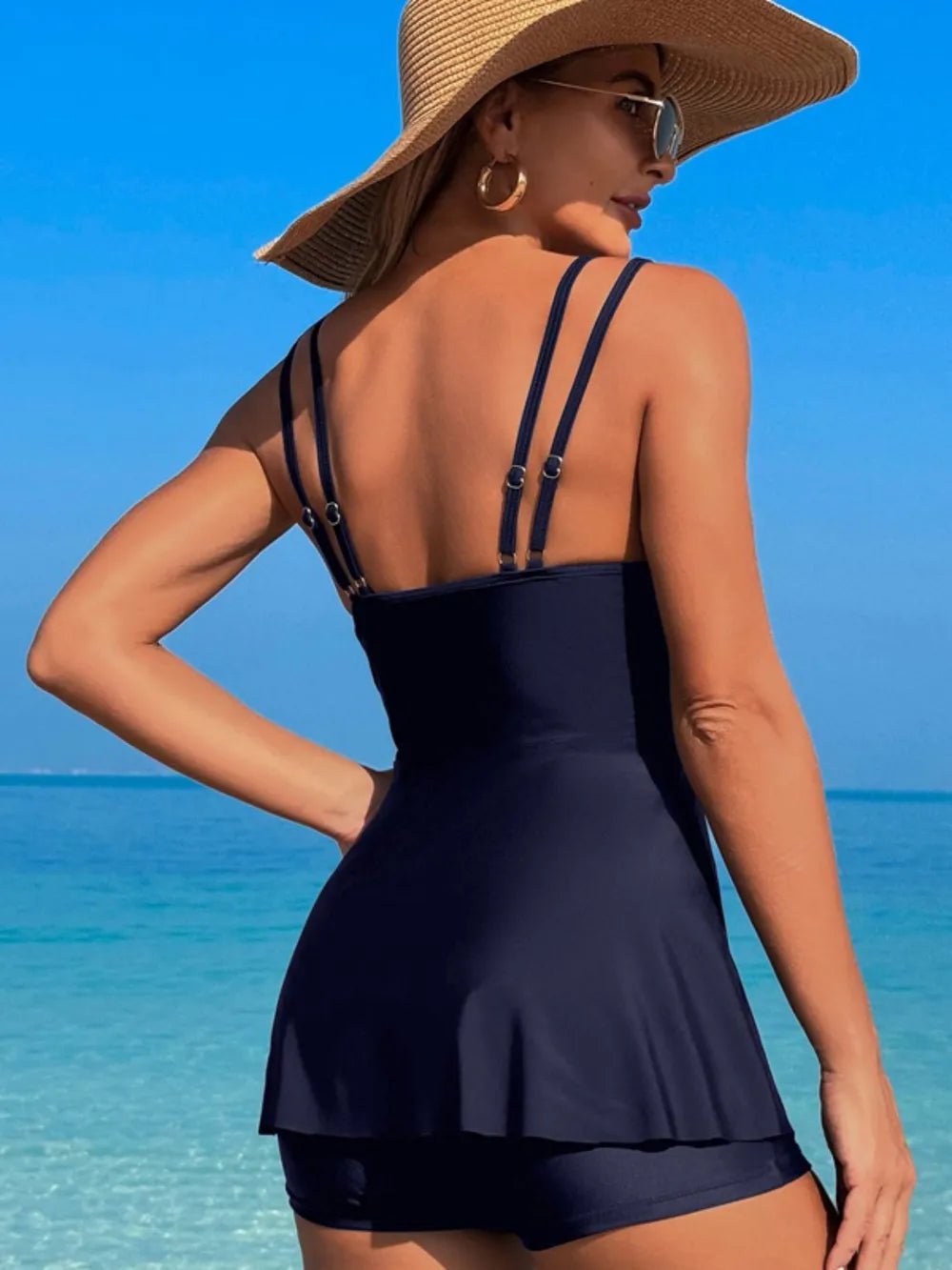 Scoop Neck Double Spaghetti Strap Top and Shorts Set - MAD RUFFI