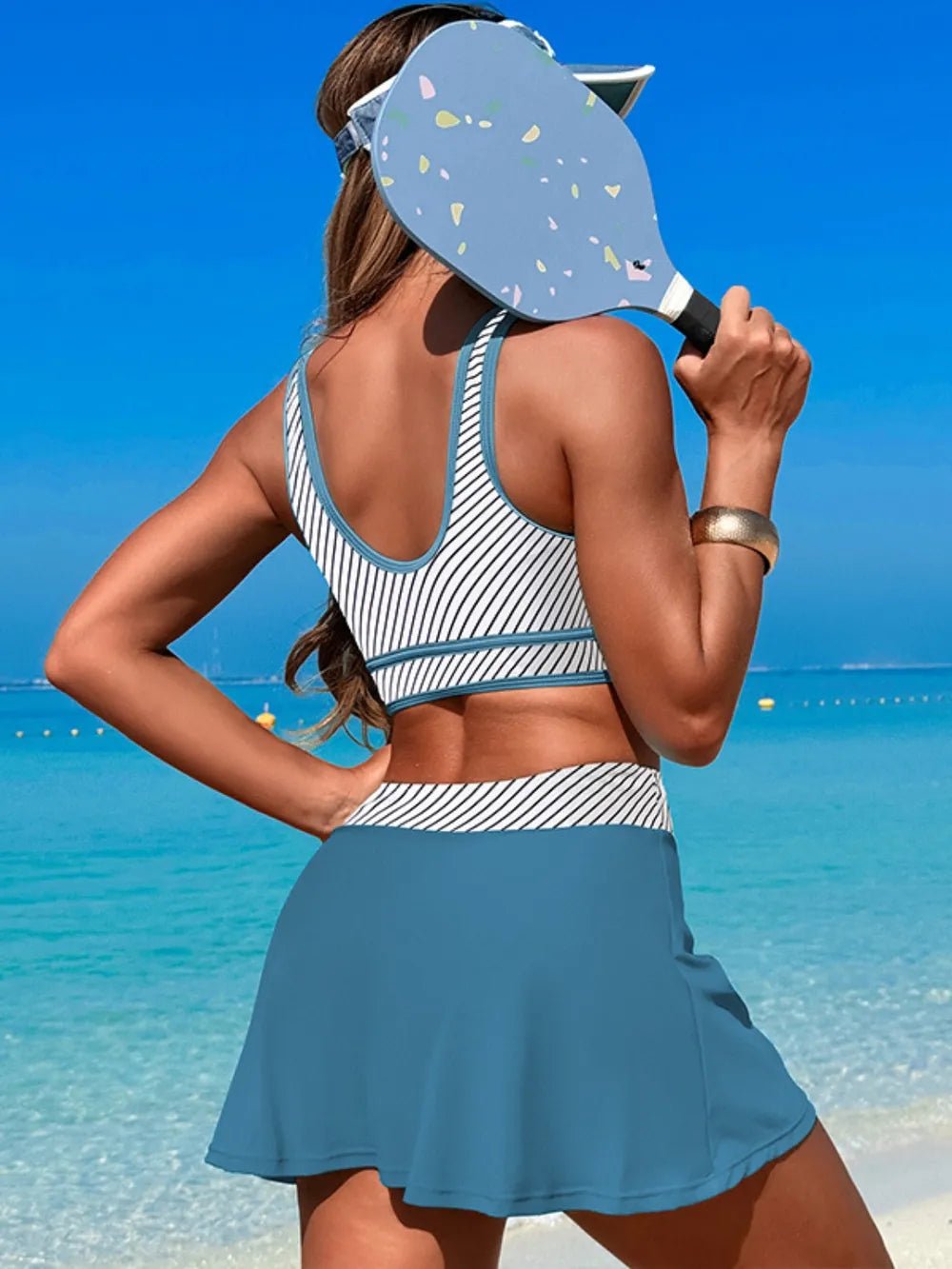 Scoop Neck Top and Skort Swim Set - MAD RUFFI