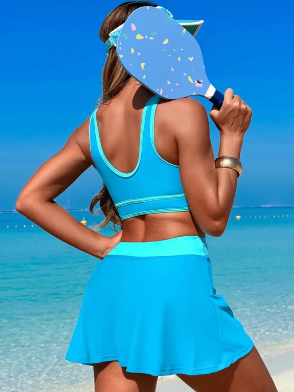 Scoop Neck Top and Skort Swim Set - MAD RUFFI