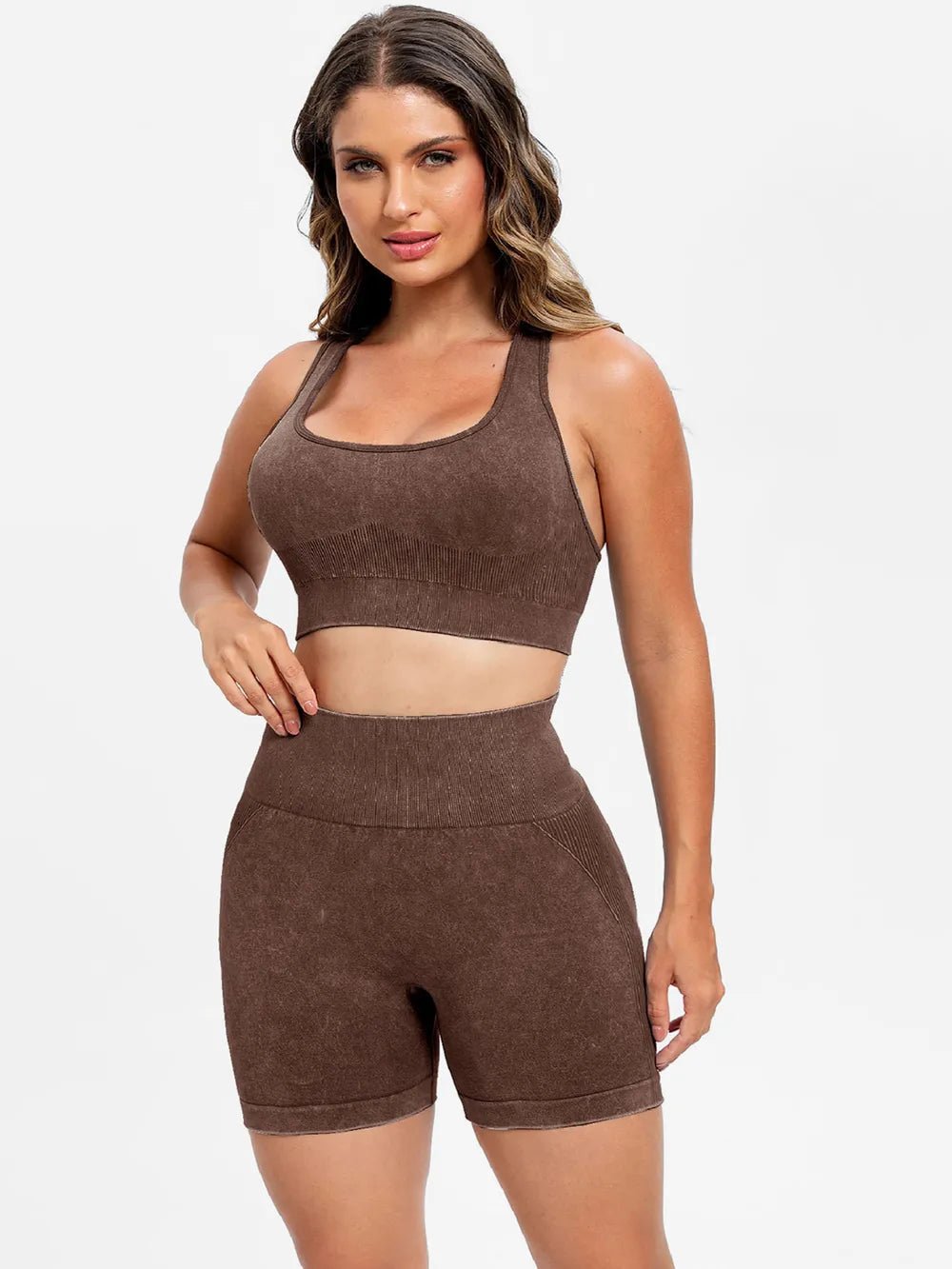 Scoop Neck Wide Strap Top and Shorts Active Set - MAD RUFFI