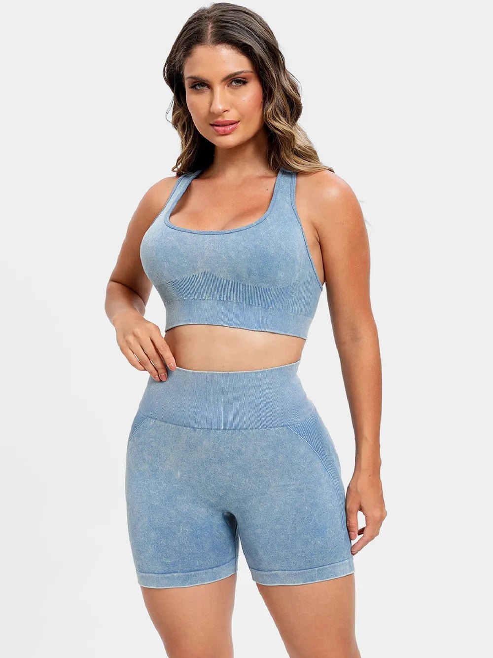 Scoop Neck Wide Strap Top and Shorts Active Set - MAD RUFFI