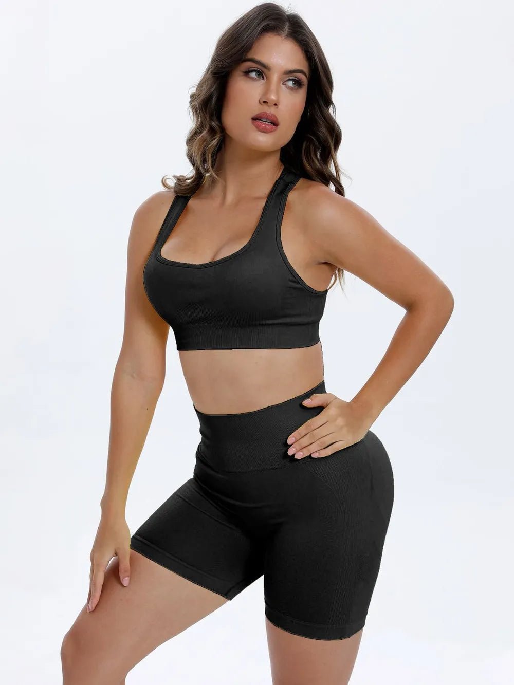 Scoop Neck Wide Strap Top and Shorts Active Set - MAD RUFFI