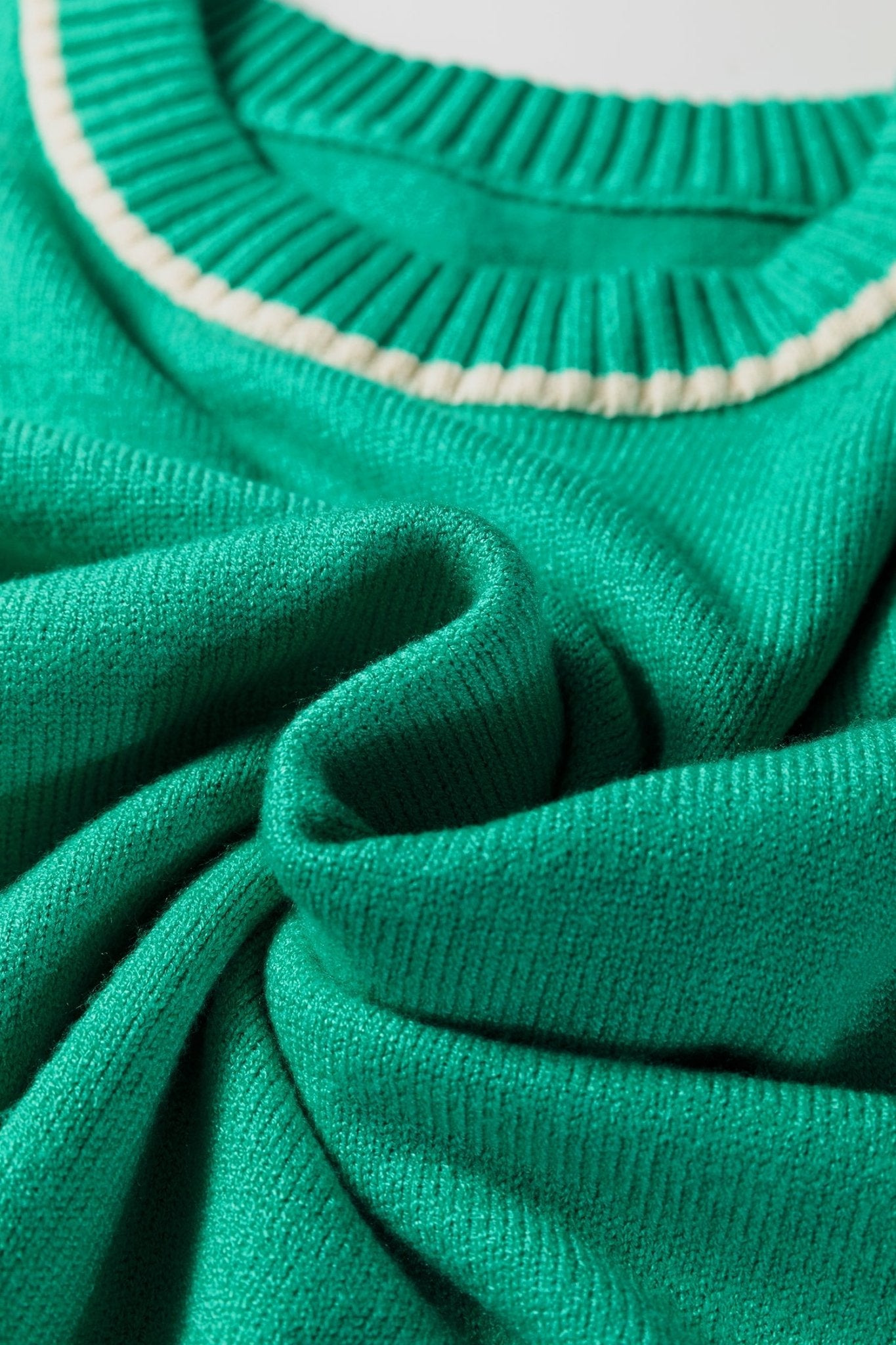 Sea Green Contrast Detail Drop Shoulder Baggy Sweater - MAD RUFFI