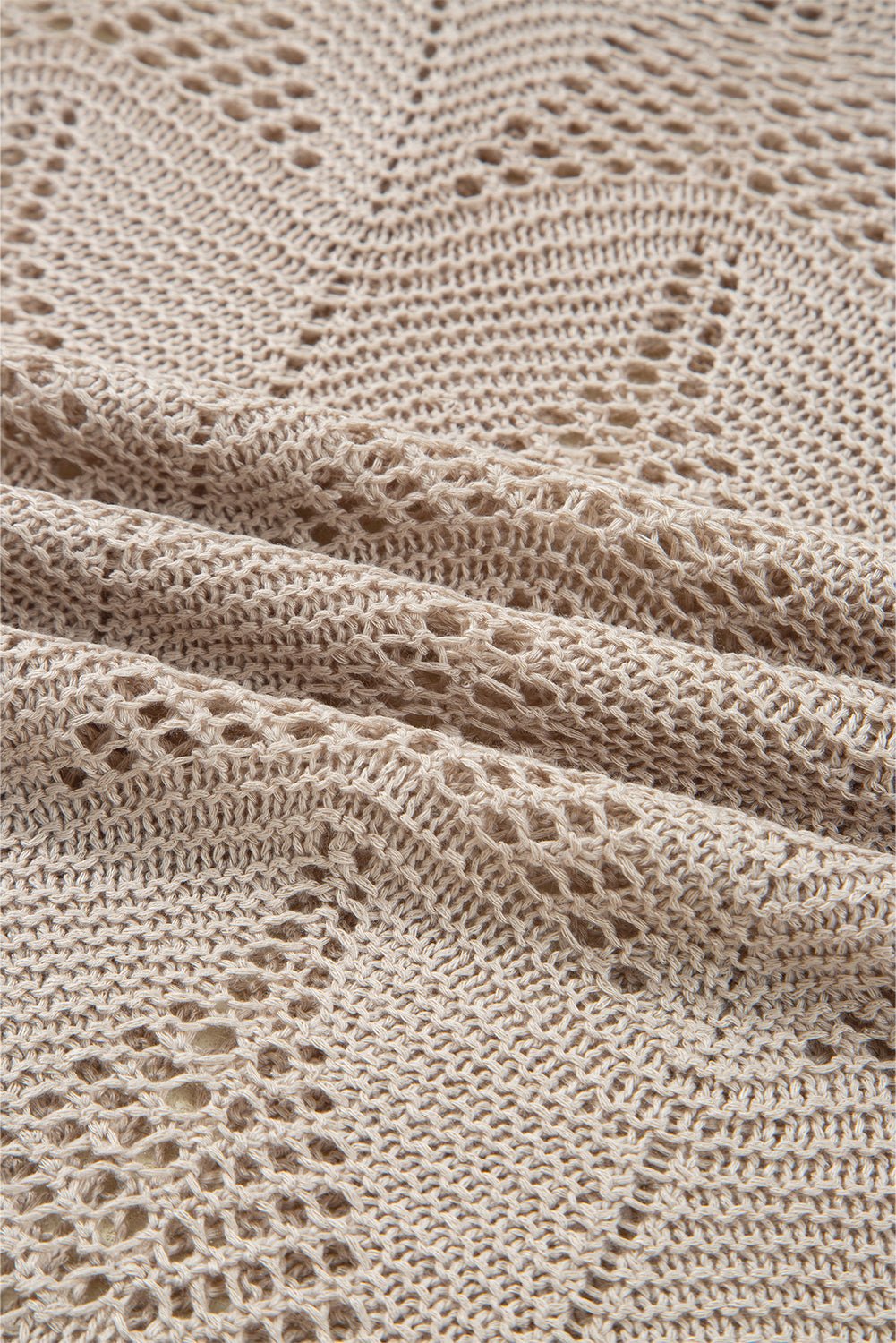 Seagrass Hollow Out Knit 3/4 Sleeve Loose Sweater - MAD RUFFI