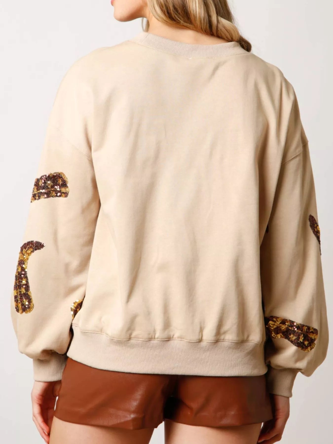 Sequin Boot Crewneck Sweatshirt - MAD RUFFI