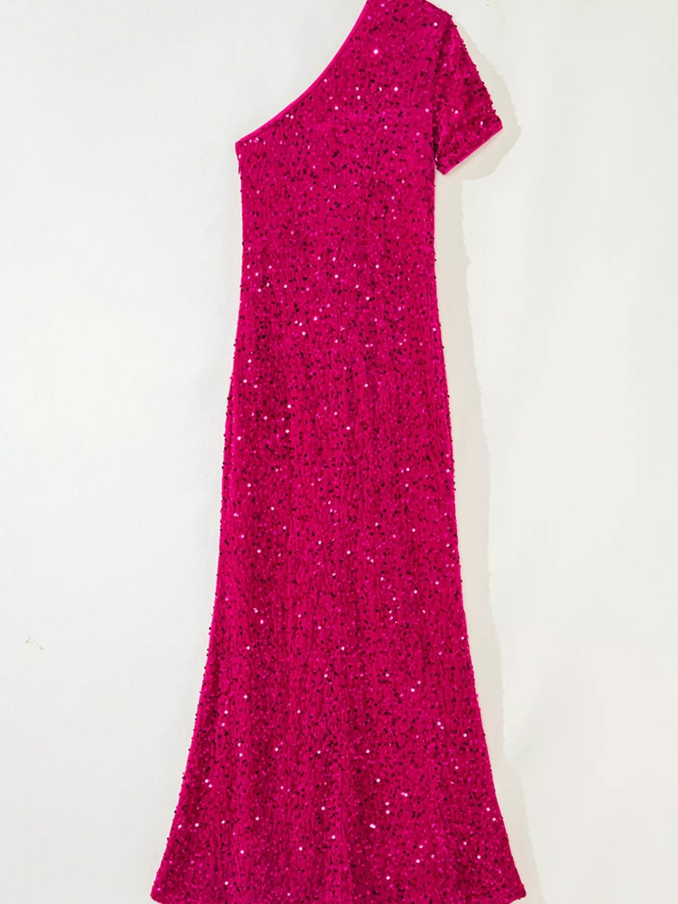 Sequin One - Shoulder Dress with High Slit - MAD RUFFI