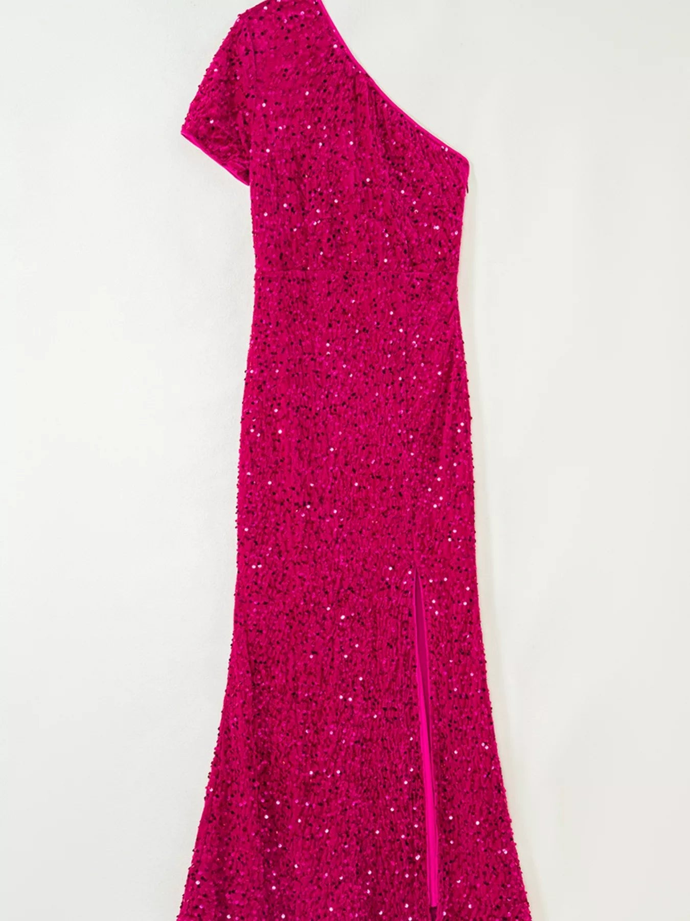 Sequin One - Shoulder Dress with High Slit - MAD RUFFI