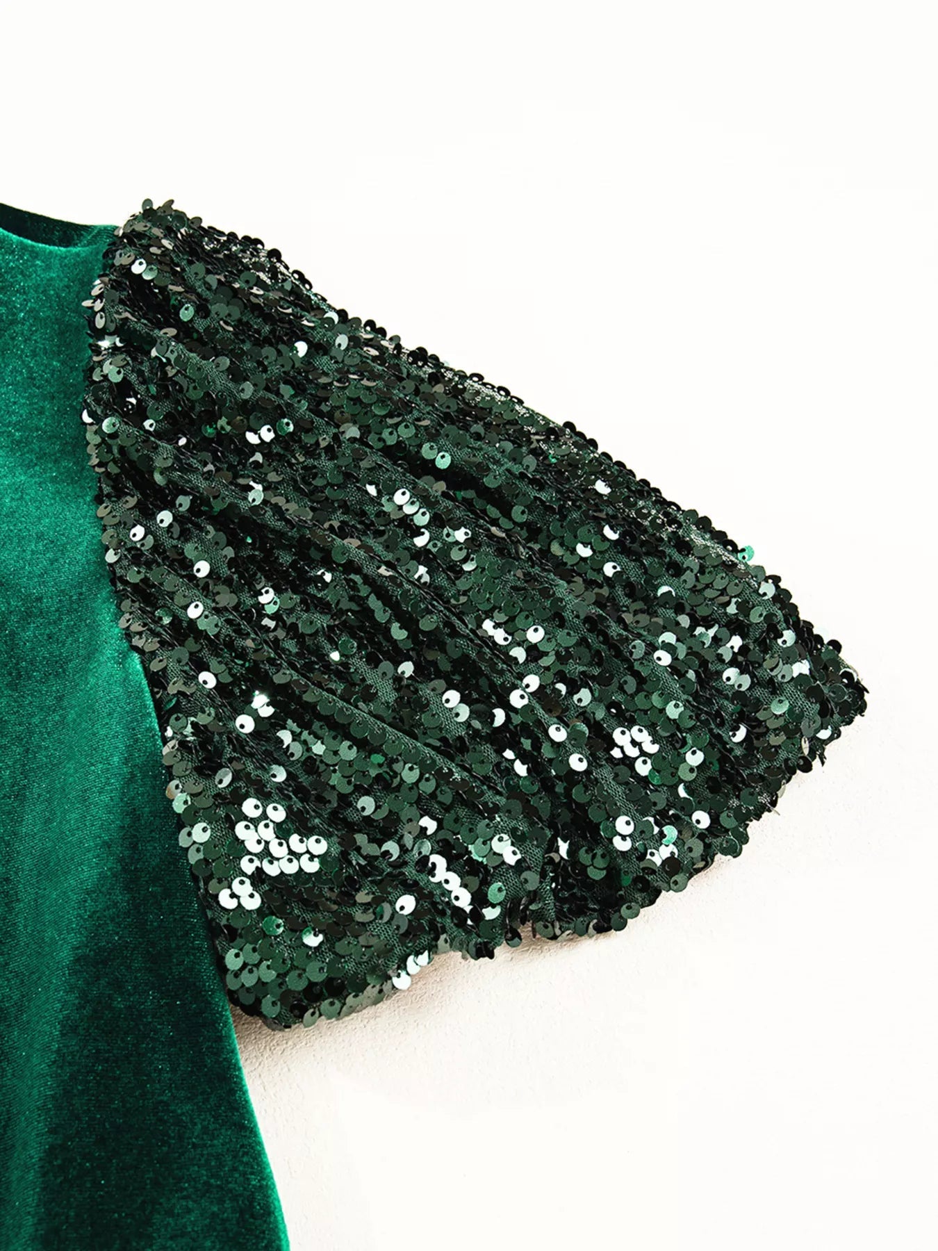 Sequin Puff Sleeve High Waist Tiered Velvet Mini Dress - MAD RUFFI