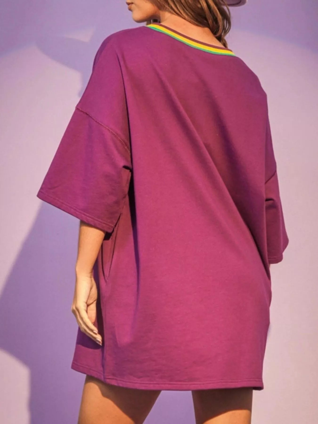 Sequin Round Neck 3/4 Sleeve Dress - MAD RUFFI