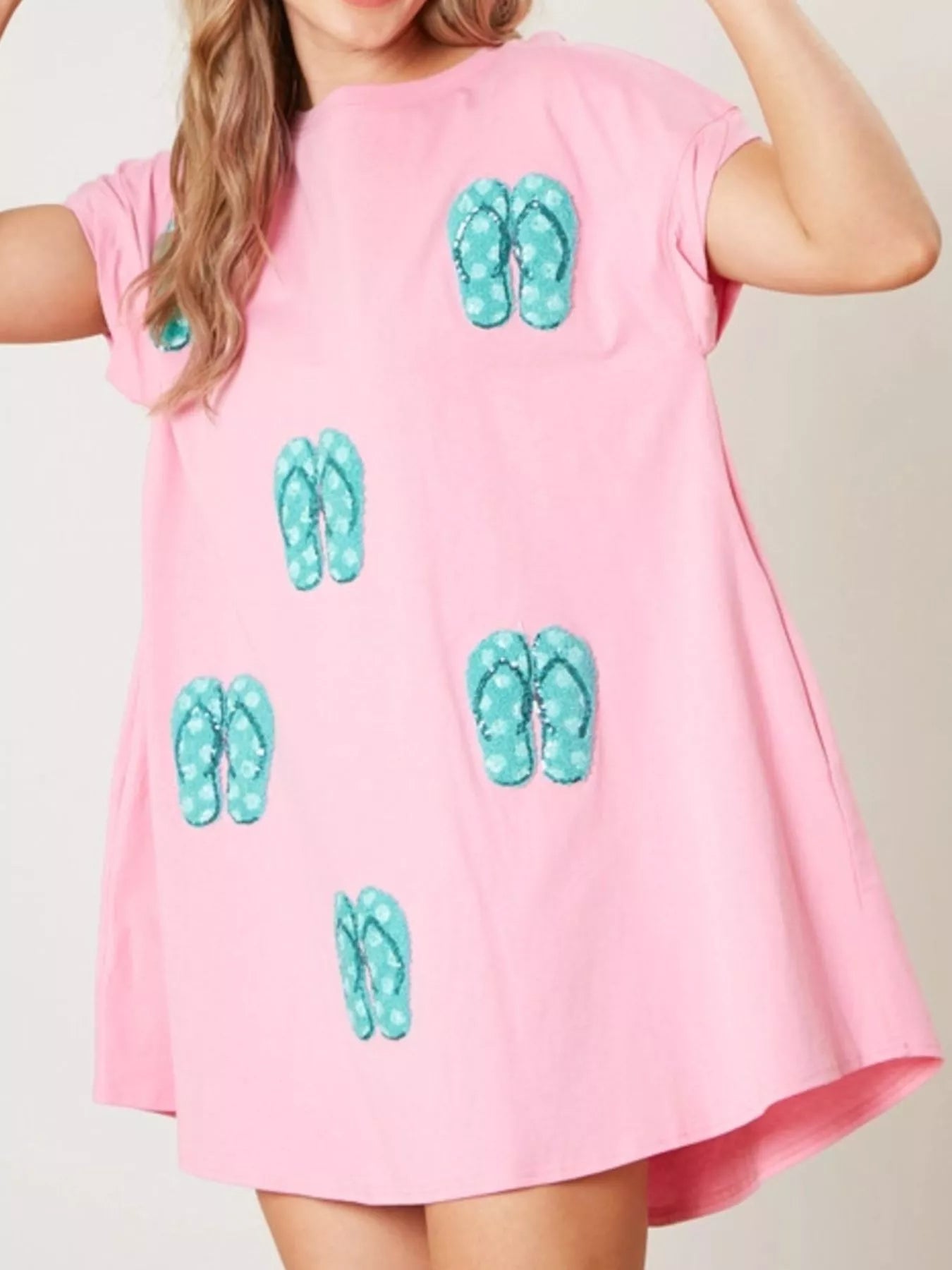 Sequin Short Sleeve Summer Tee Dress - MAD RUFFI