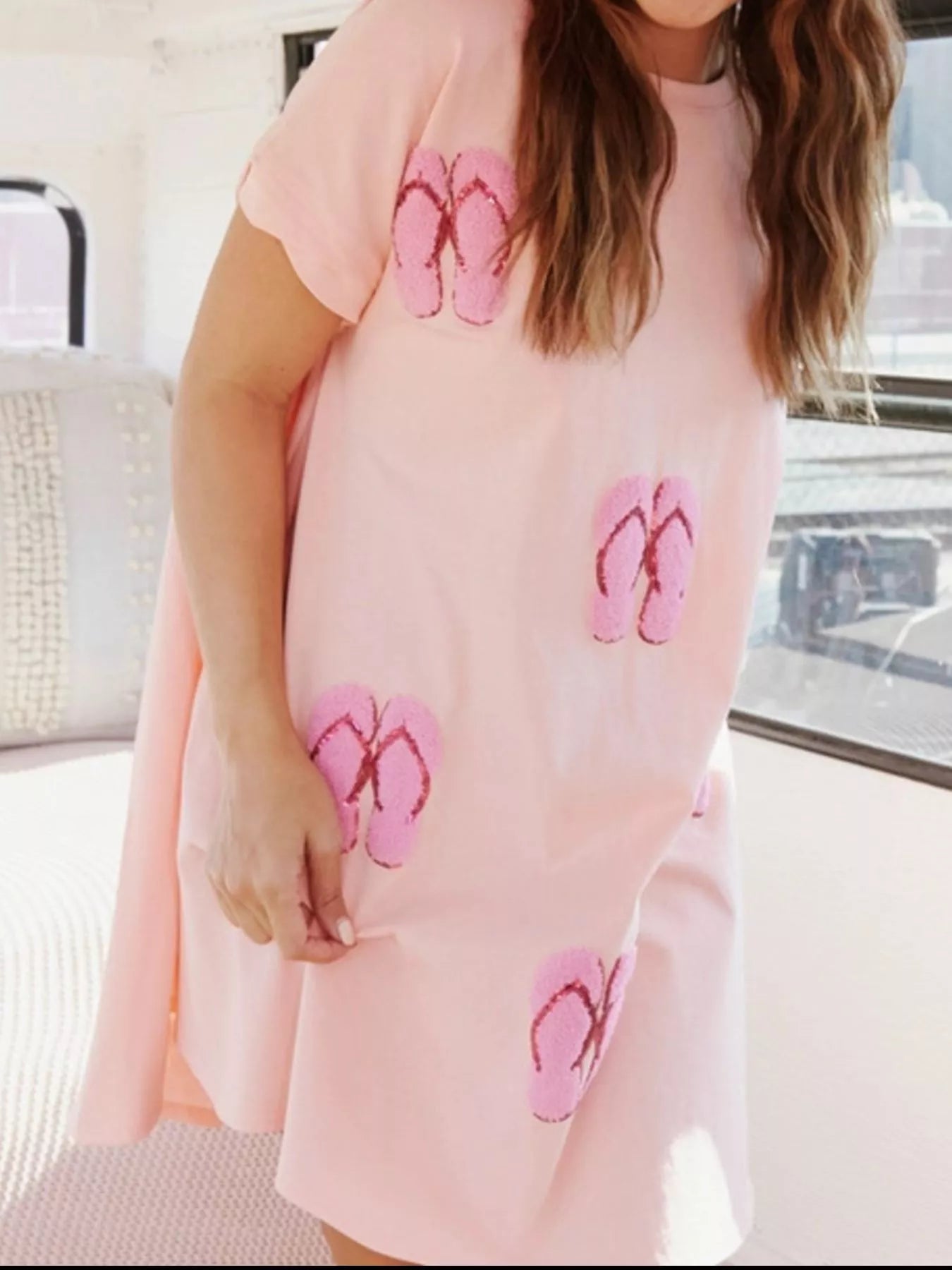 Sequin Short Sleeve Summer Tee Dress - MAD RUFFI