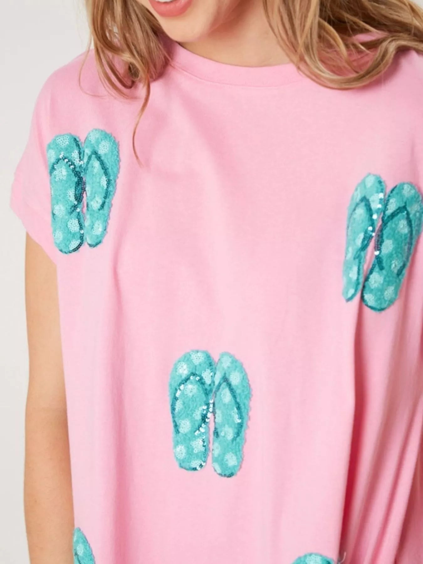 Sequin Short Sleeve Summer Tee Dress - MAD RUFFI