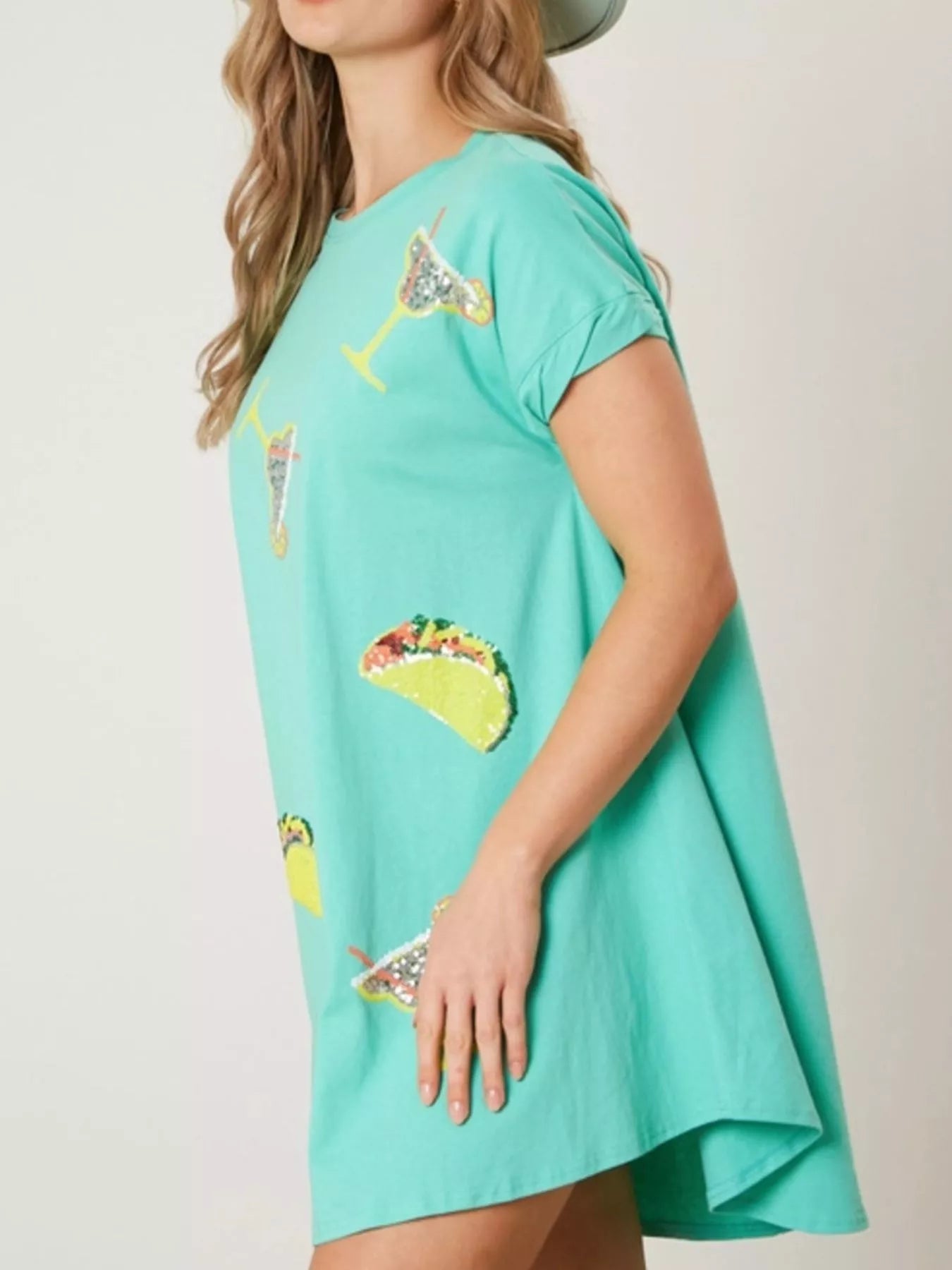 Sequin Short Sleeve Summer Tee Dress - MAD RUFFI