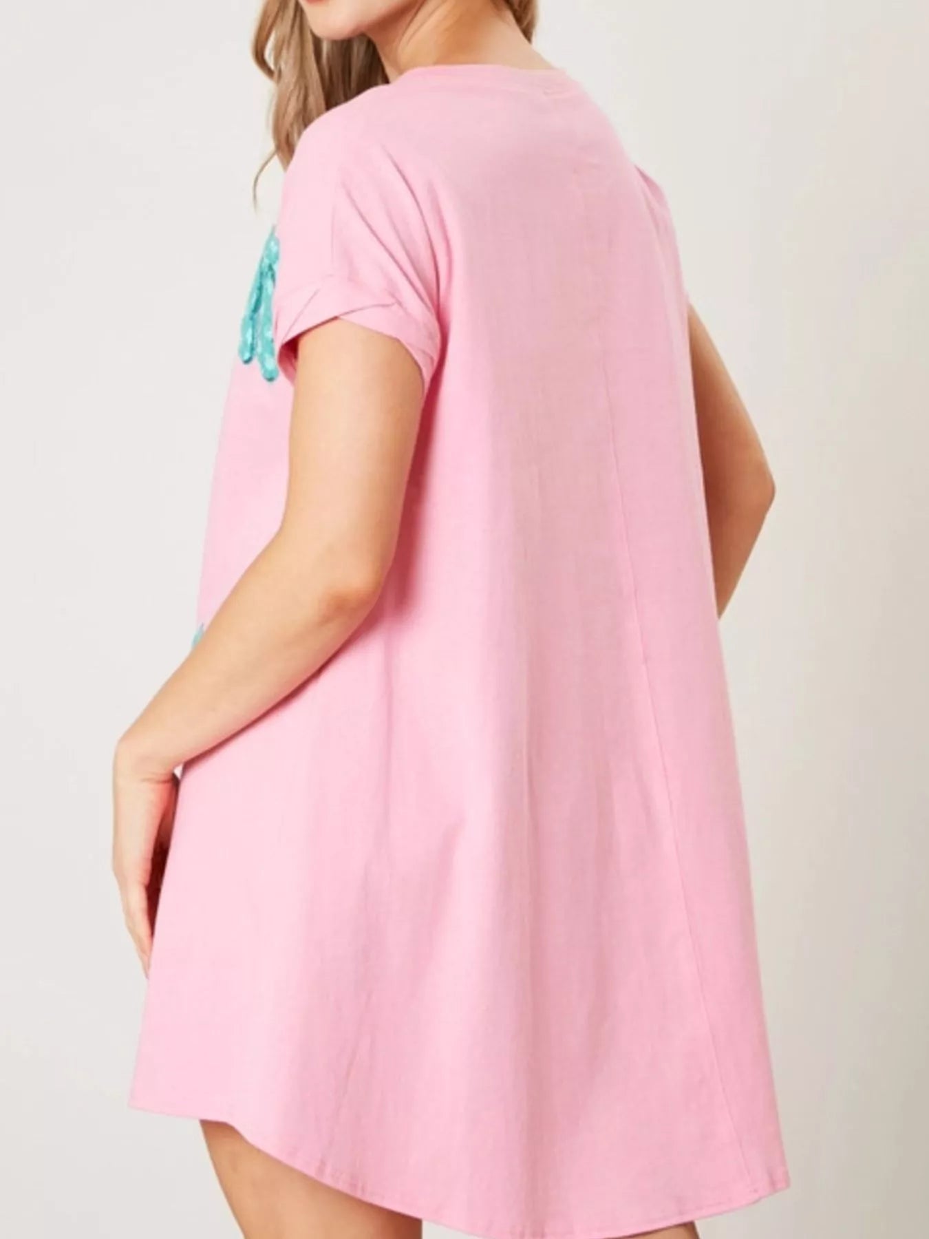 Sequin Short Sleeve Summer Tee Dress - MAD RUFFI