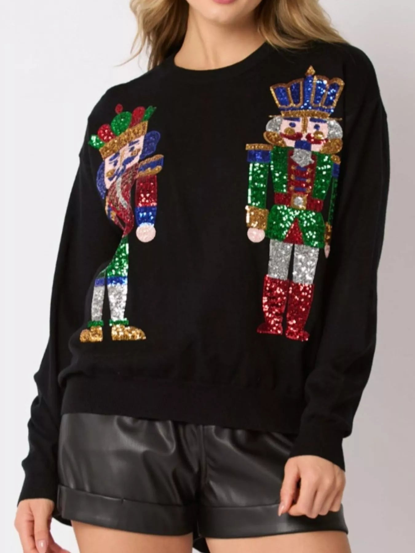 Sequined Nutcracker Long Sleeve Sweatshirt - MAD RUFFI