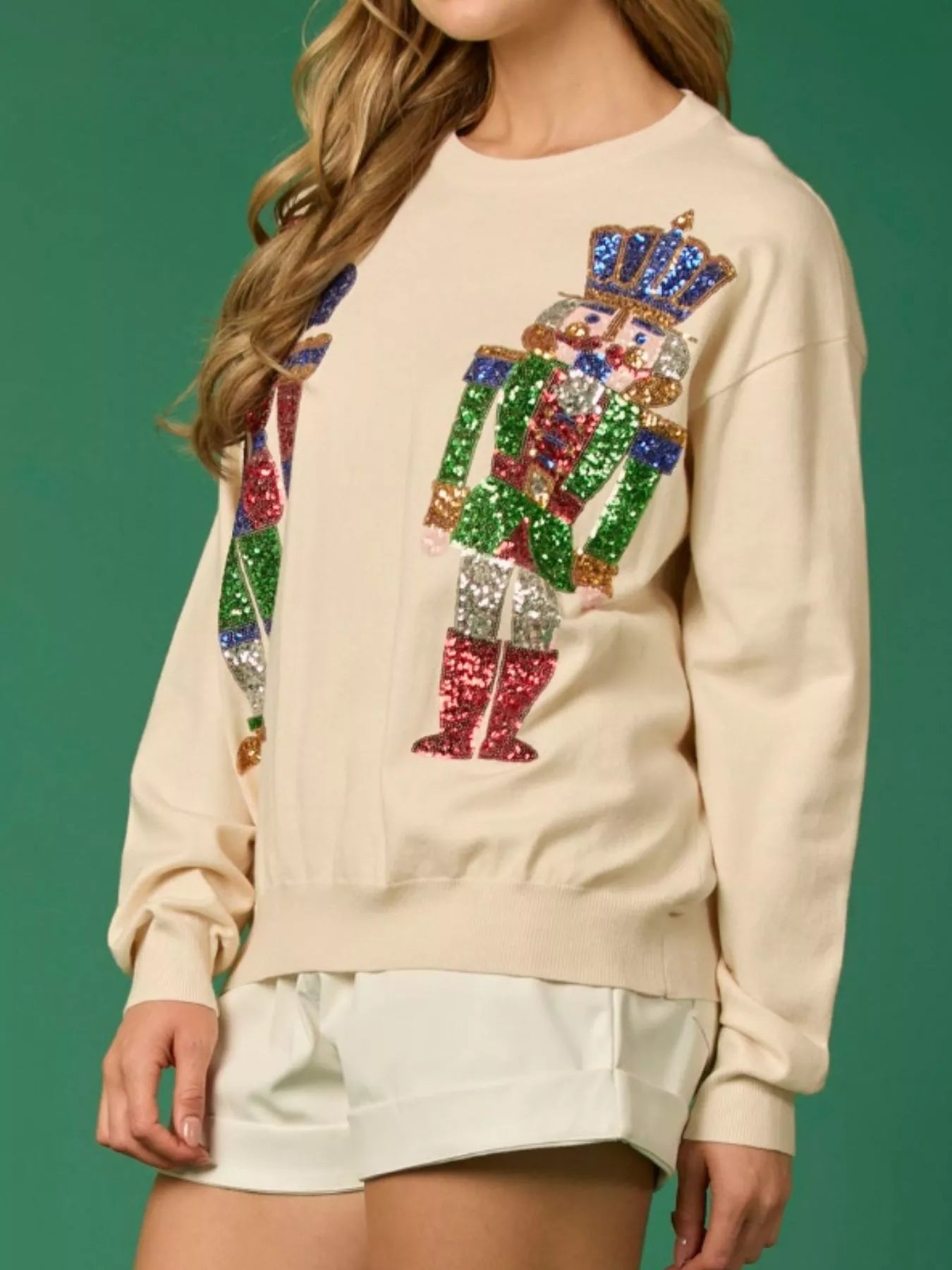 Sequined Nutcracker Long Sleeve Sweatshirt - MAD RUFFI