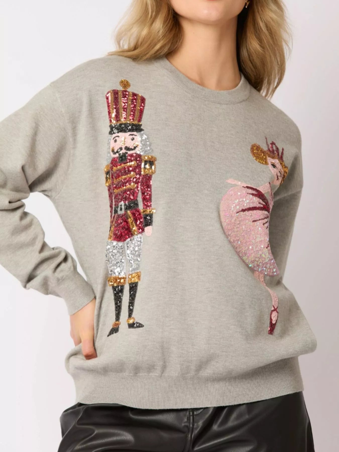 Sequined Nutcracker Long Sleeve Sweatshirt - MAD RUFFI