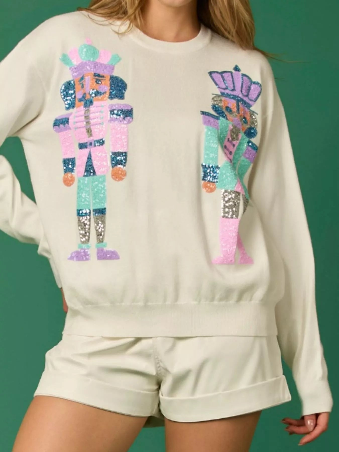 Sequined Nutcracker Long Sleeve Sweatshirt - MAD RUFFI