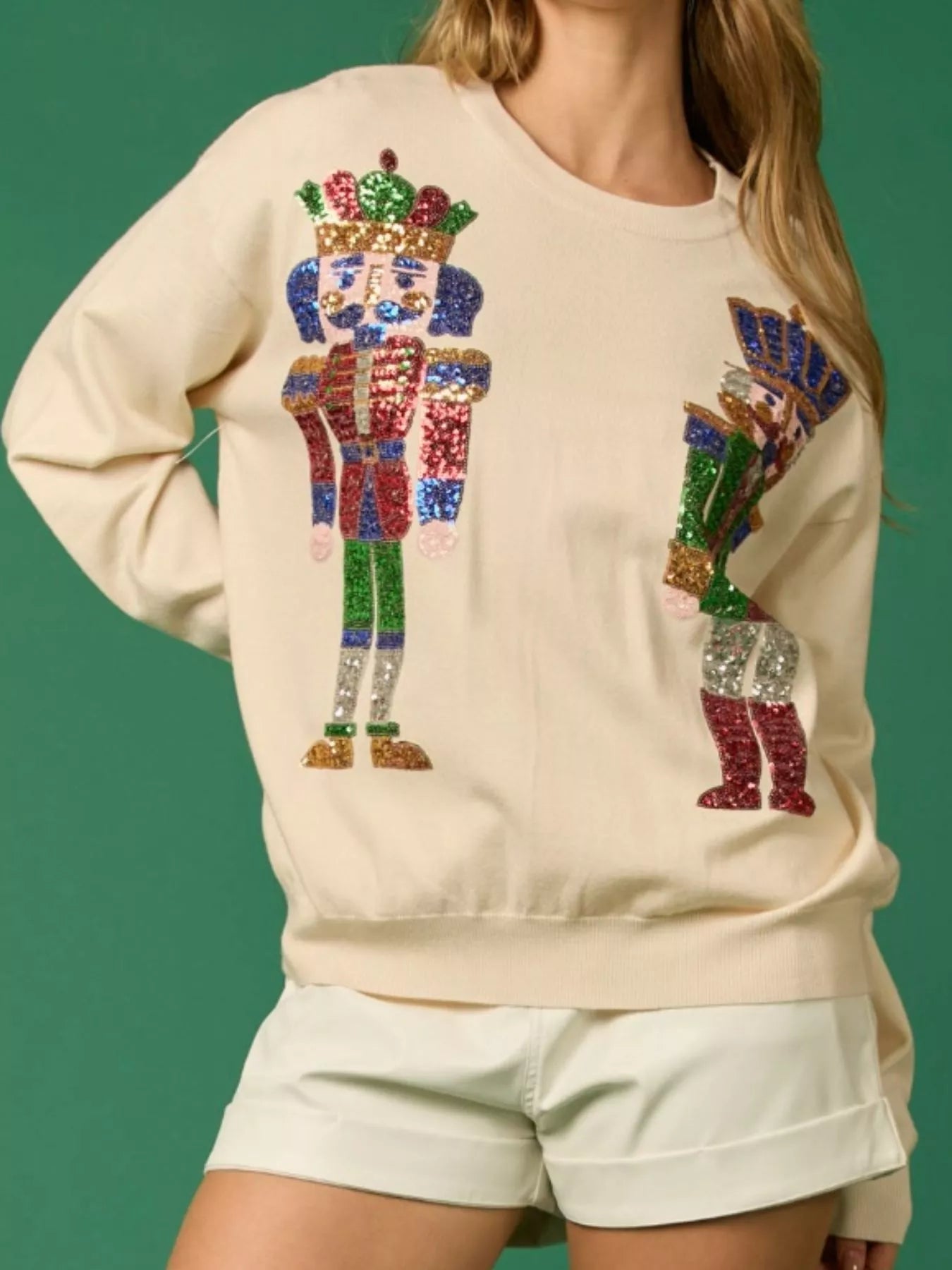 Sequined Nutcracker Long Sleeve Sweatshirt - MAD RUFFI