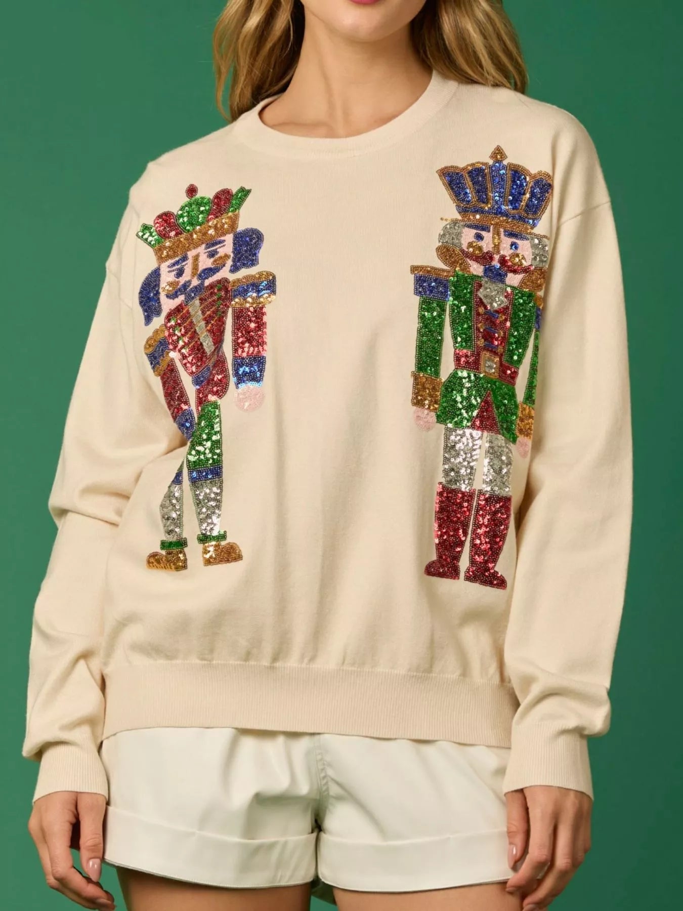 Sequined Nutcracker Long Sleeve Sweatshirt - MAD RUFFI