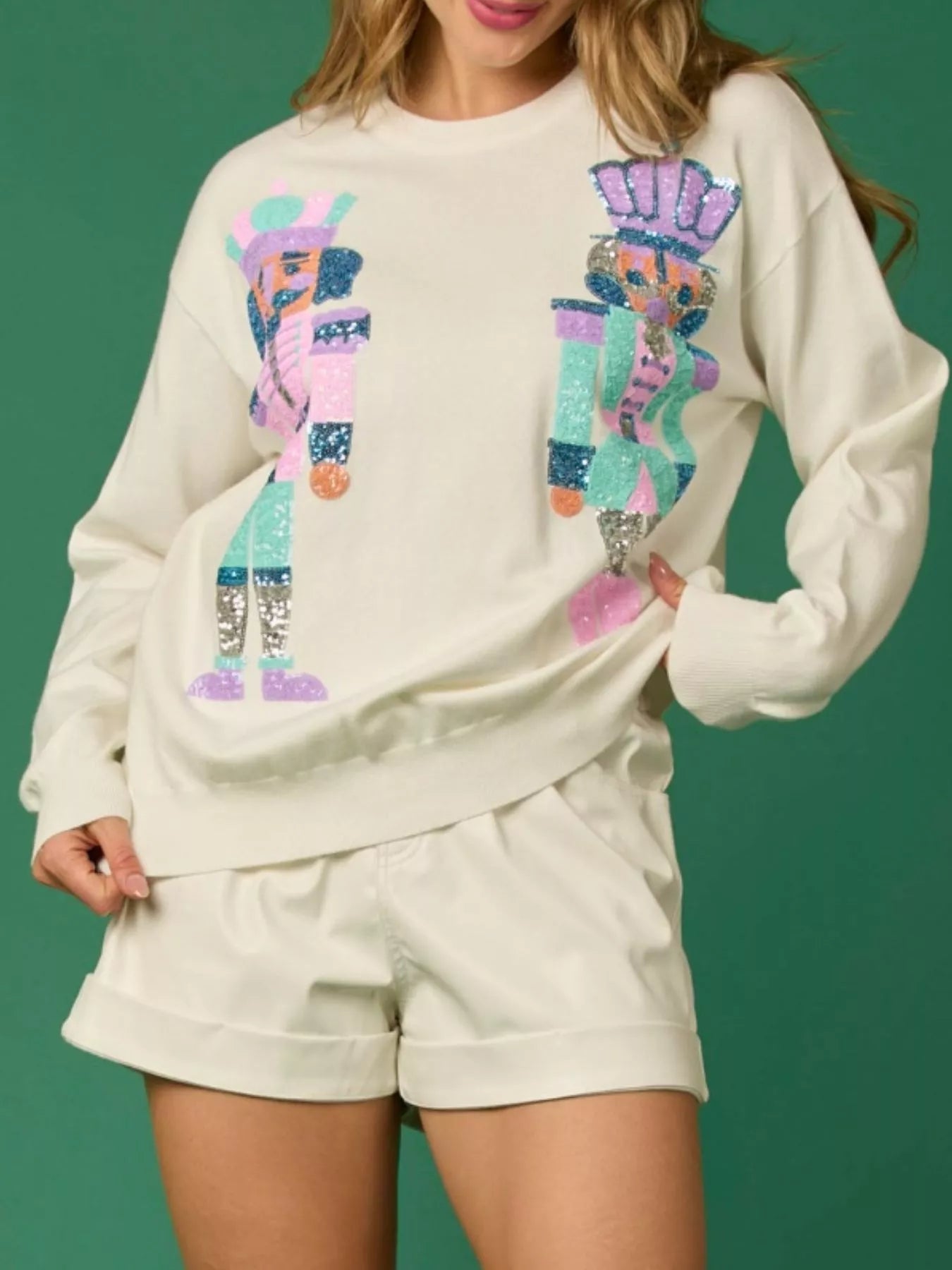 Sequined Nutcracker Long Sleeve Sweatshirt - MAD RUFFI