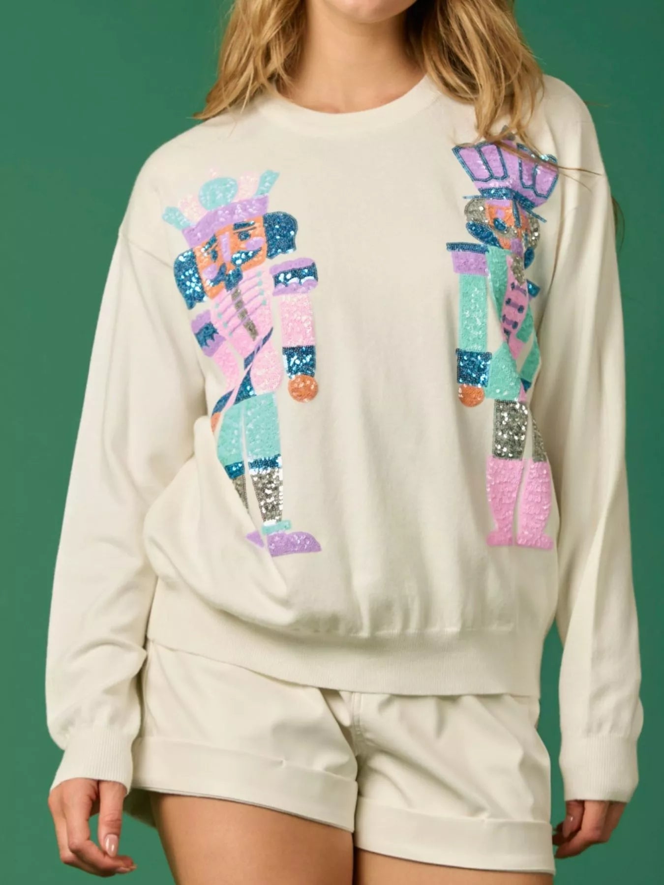 Sequined Nutcracker Long Sleeve Sweatshirt - MAD RUFFI