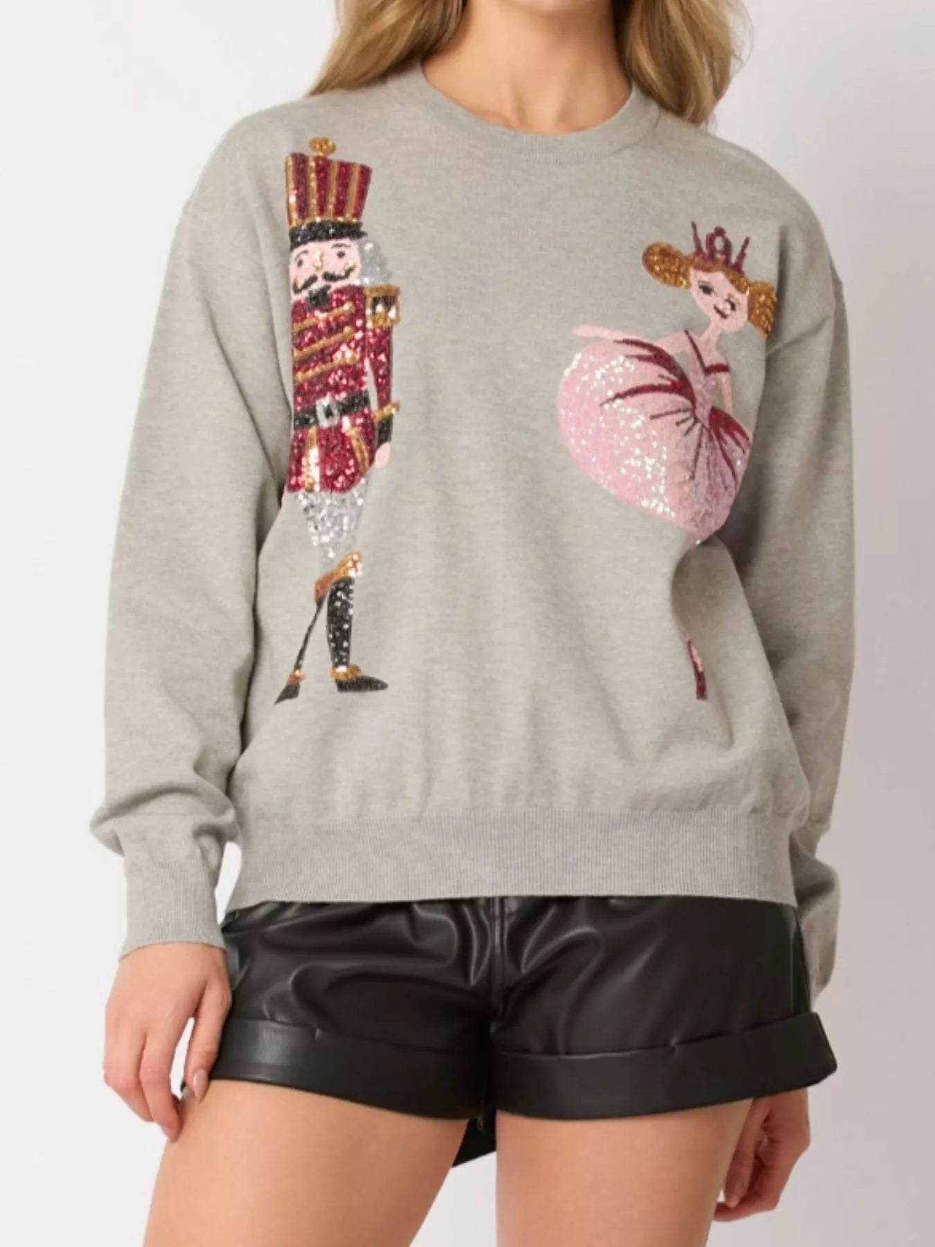 Sequined Nutcracker Long Sleeve Sweatshirt - MAD RUFFI