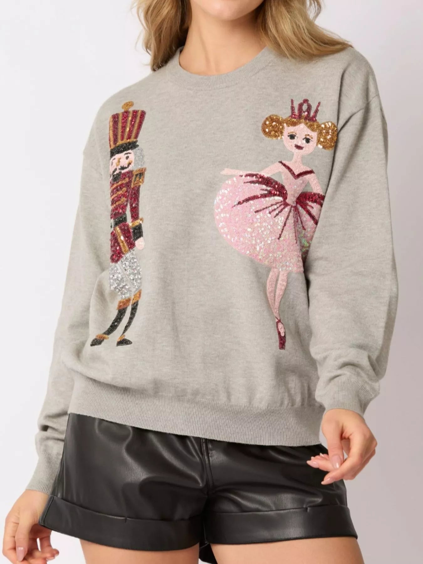 Sequined Nutcracker Long Sleeve Sweatshirt - MAD RUFFI