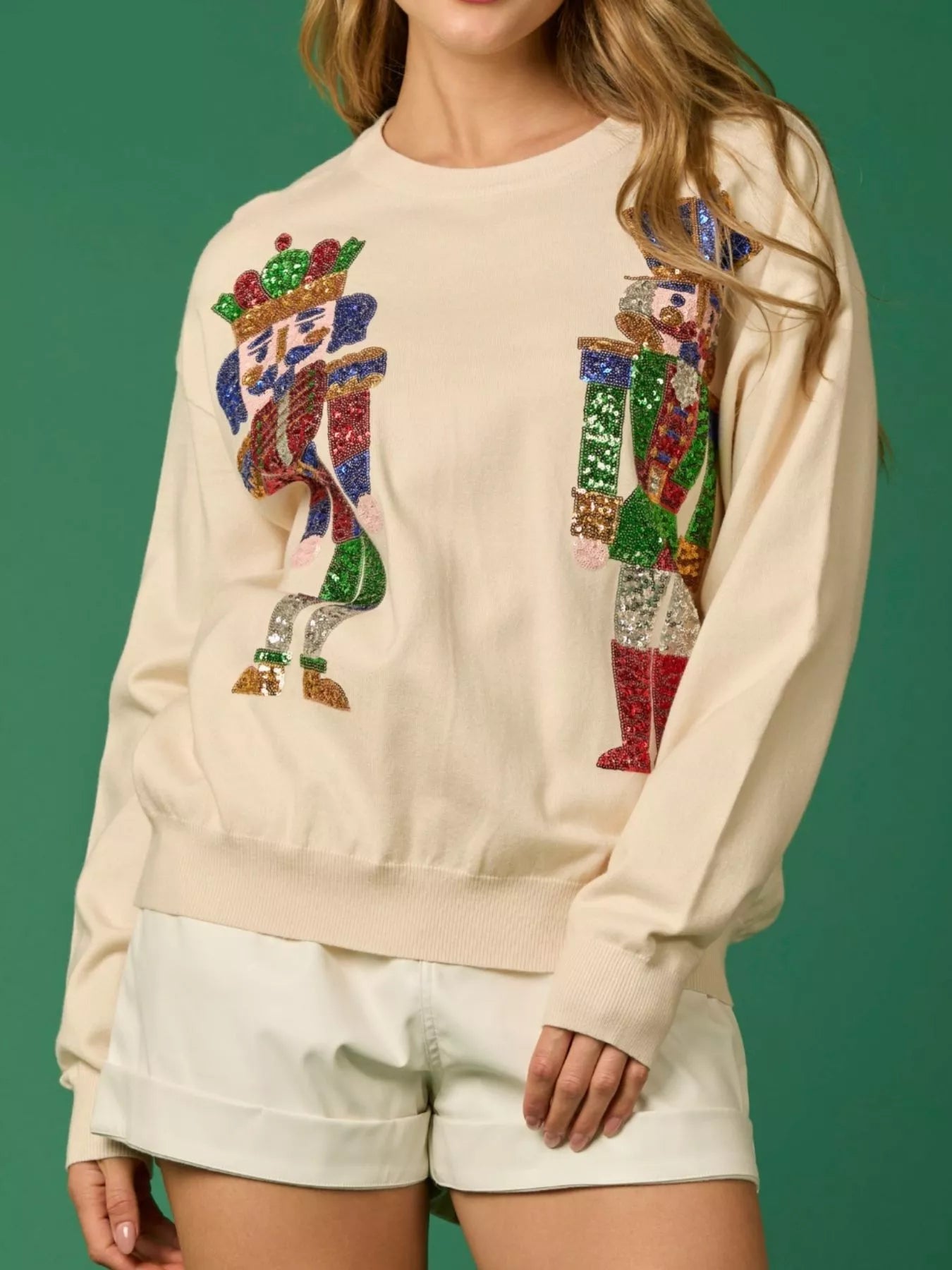 Sequined Nutcracker Long Sleeve Sweatshirt - MAD RUFFI