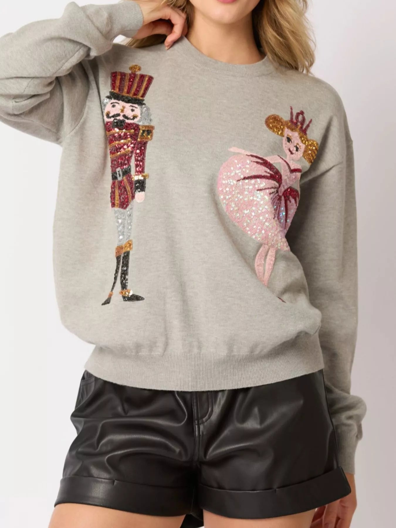 Sequined Nutcracker Long Sleeve Sweatshirt - MAD RUFFI