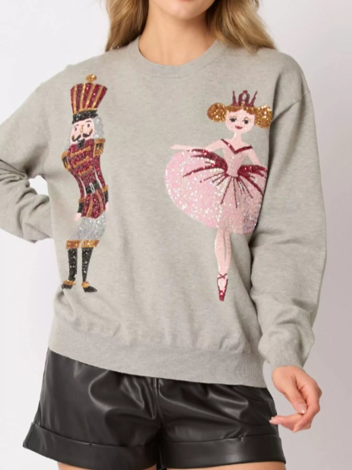 Sequined Nutcracker Long Sleeve Sweatshirt - MAD RUFFI