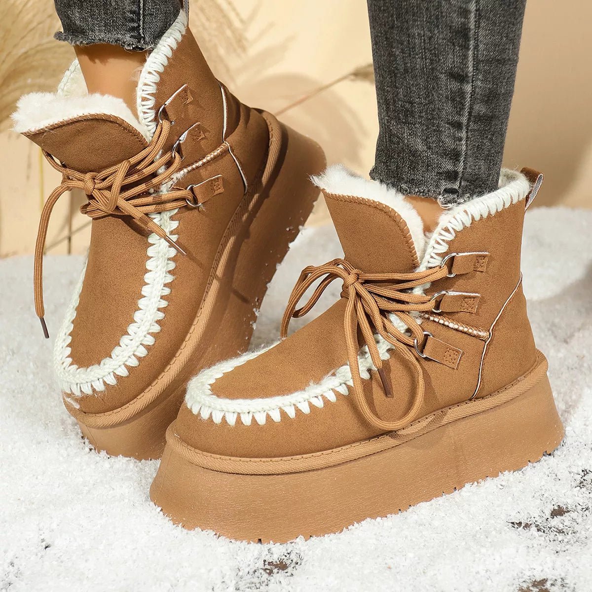 Sherpa Lined Platform Snow Boots - MAD RUFFI