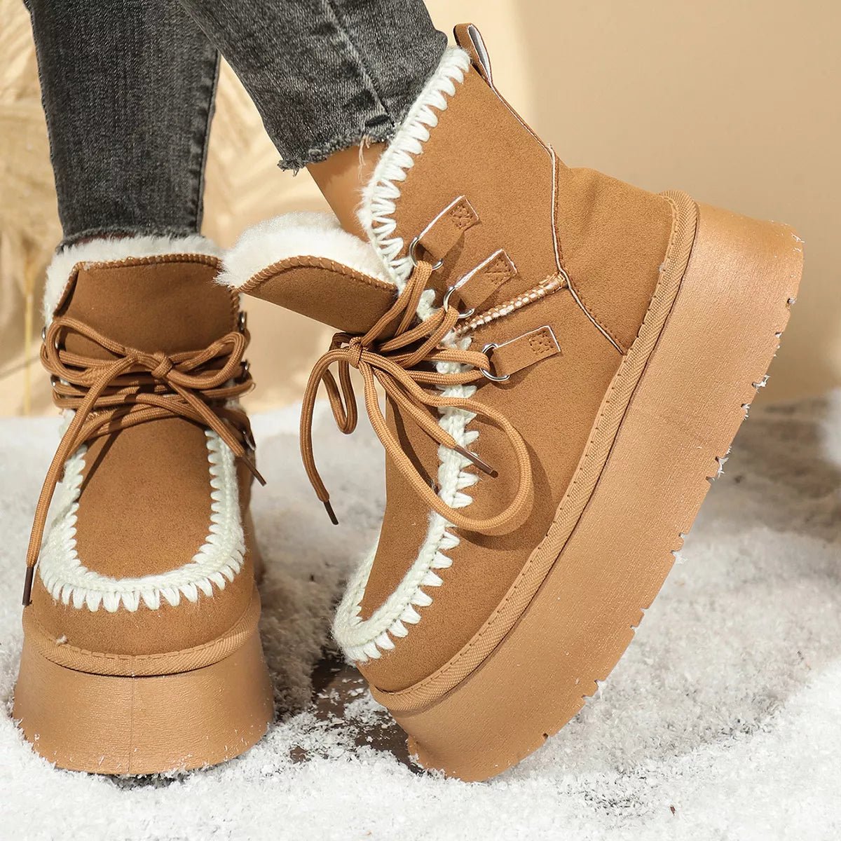 Sherpa Lined Platform Snow Boots - MAD RUFFI