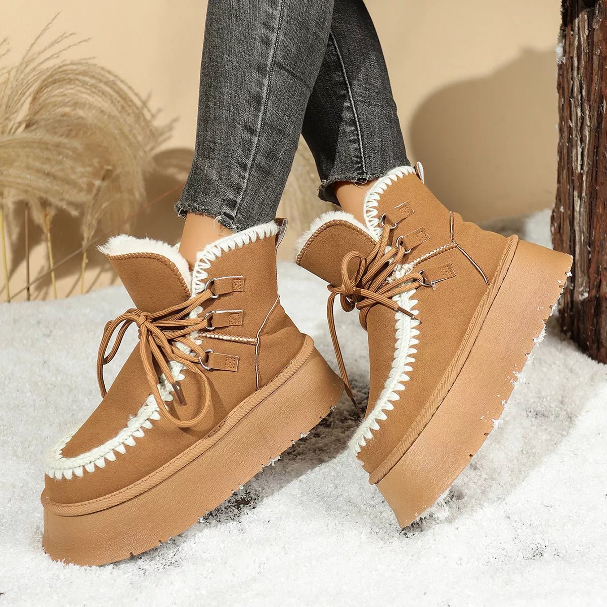 Sherpa Lined Platform Snow Boots - MAD RUFFI