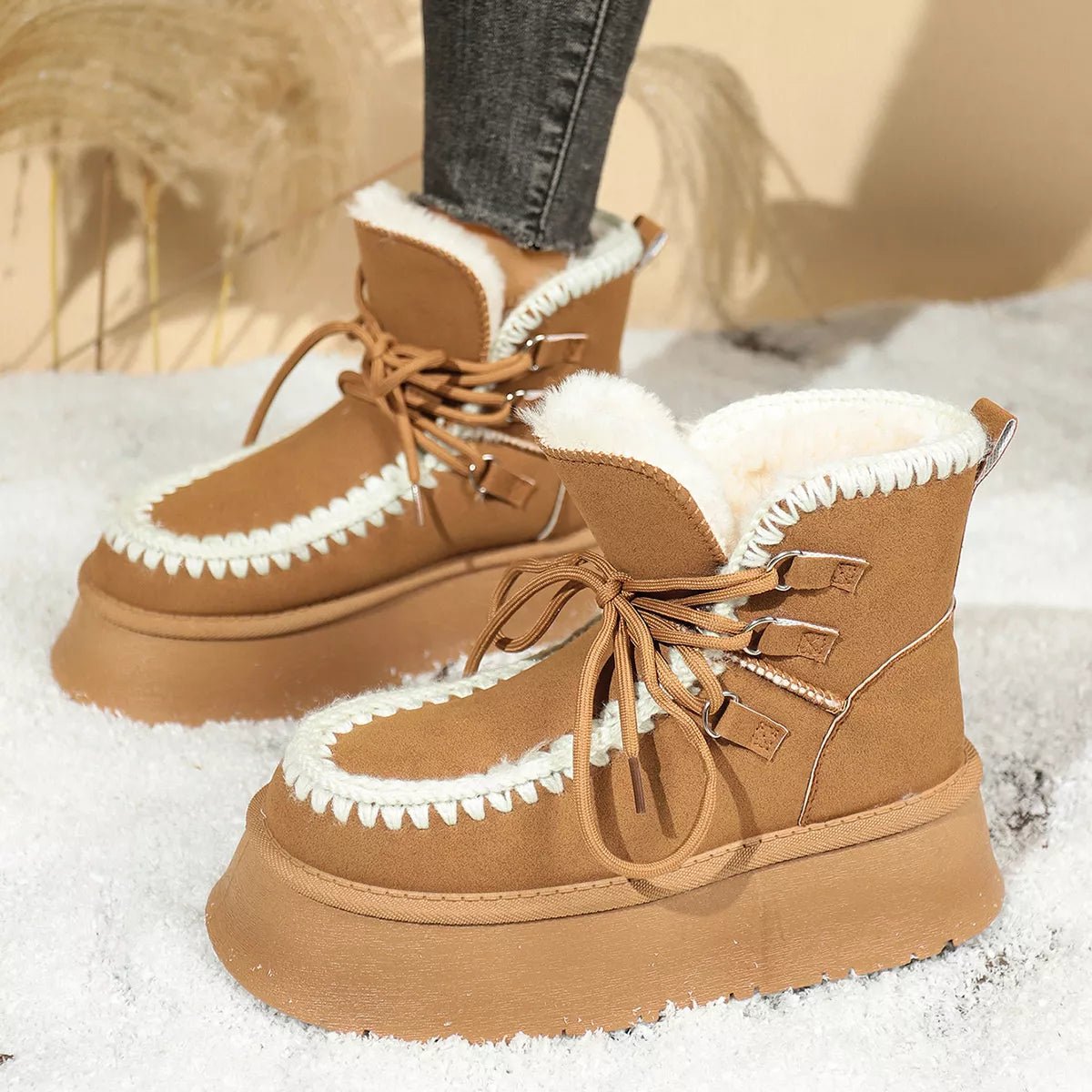 Sherpa Lined Platform Snow Boots - MAD RUFFI