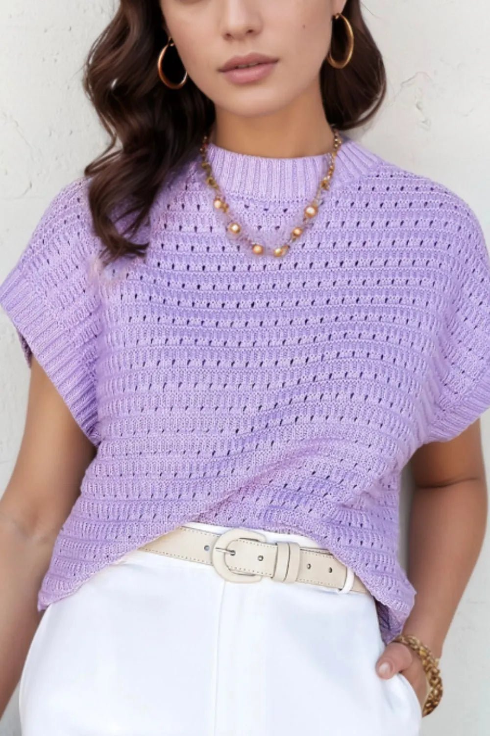 Short Sleeve Knit Sweater Top - MAD RUFFI
