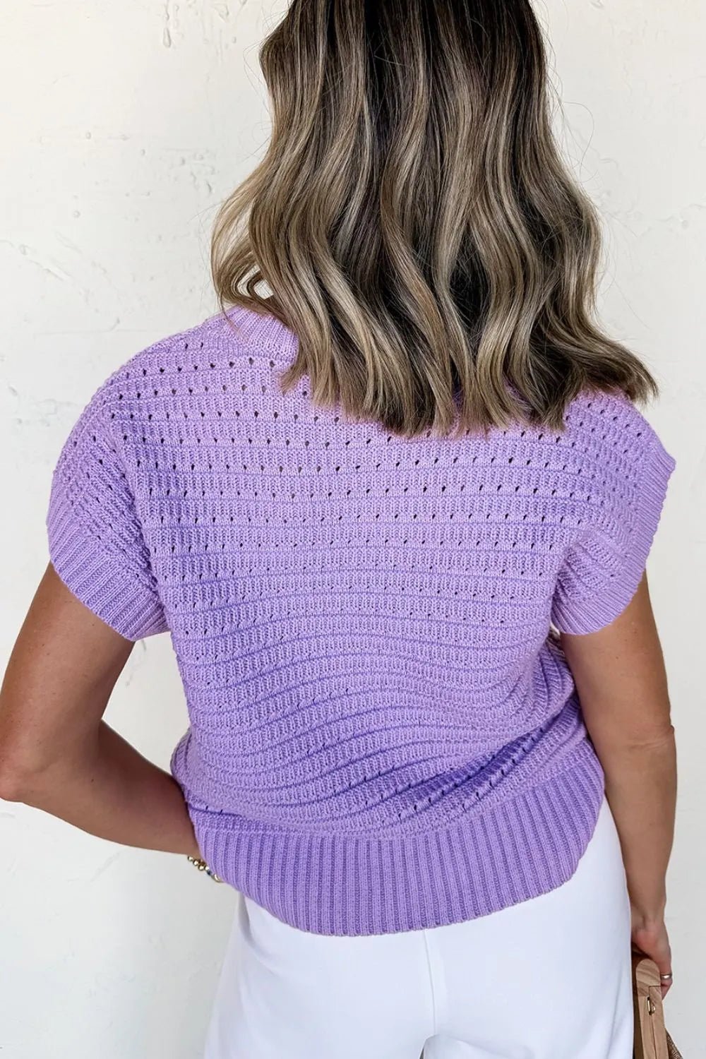 Short Sleeve Knit Sweater Top - MAD RUFFI