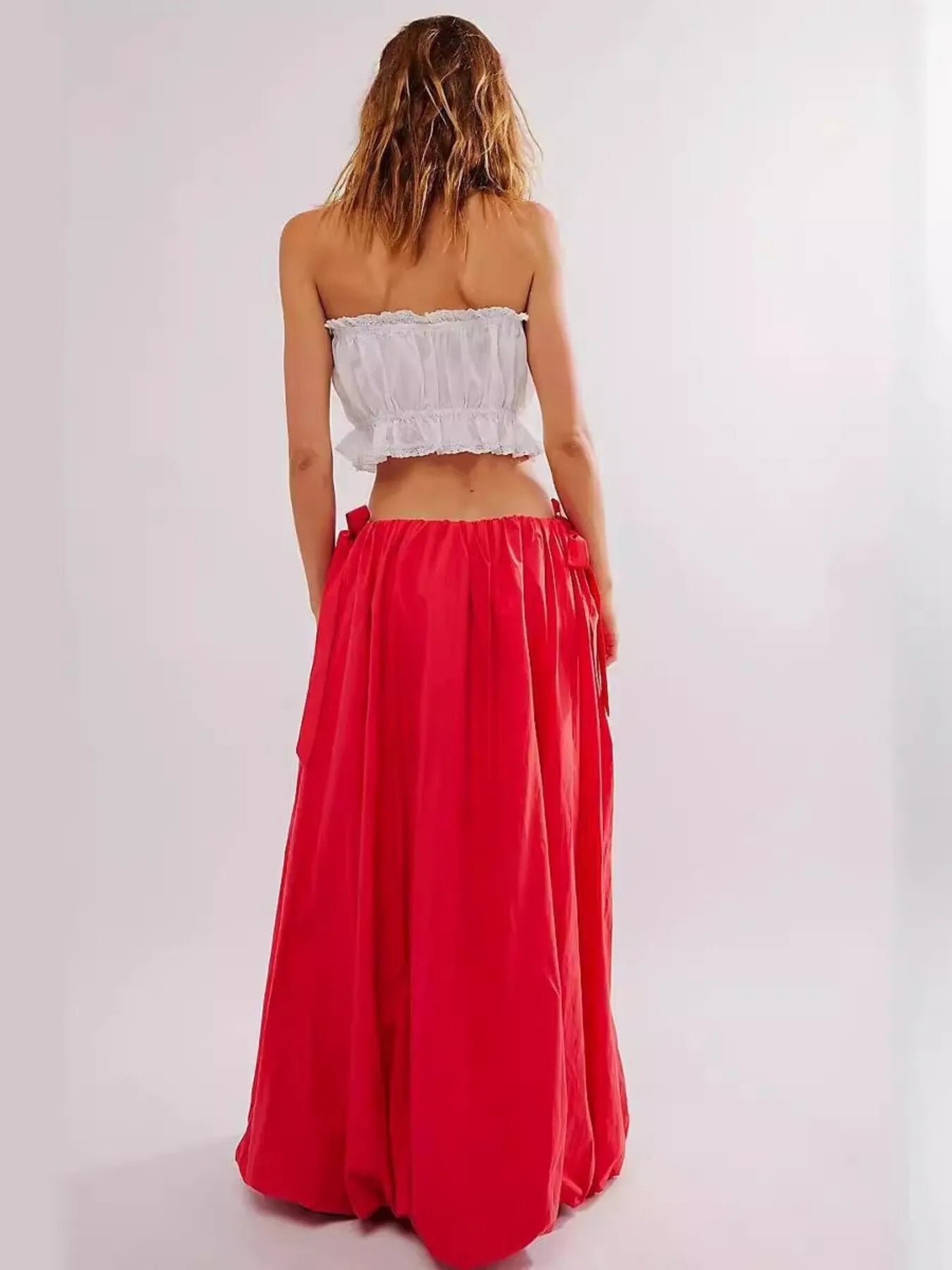 Side Bow Maxi Skirt with Pockets - MAD RUFFI