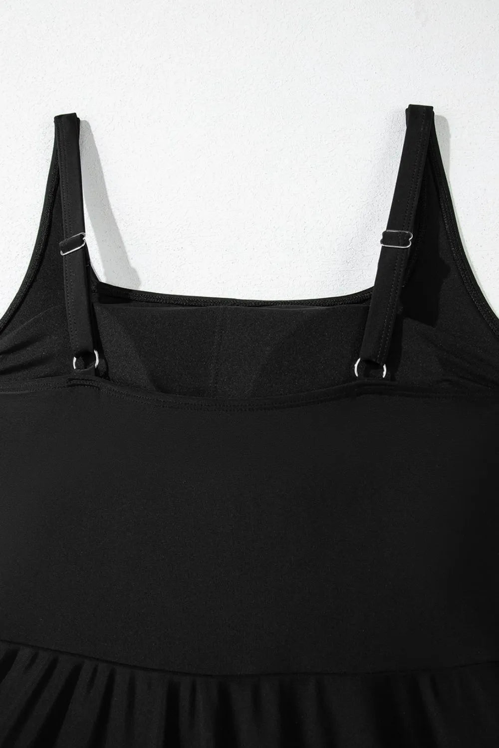 Side Tied Waist Square Neck Adjustable Straps A - line One Piece Swim Dress - MAD RUFFI