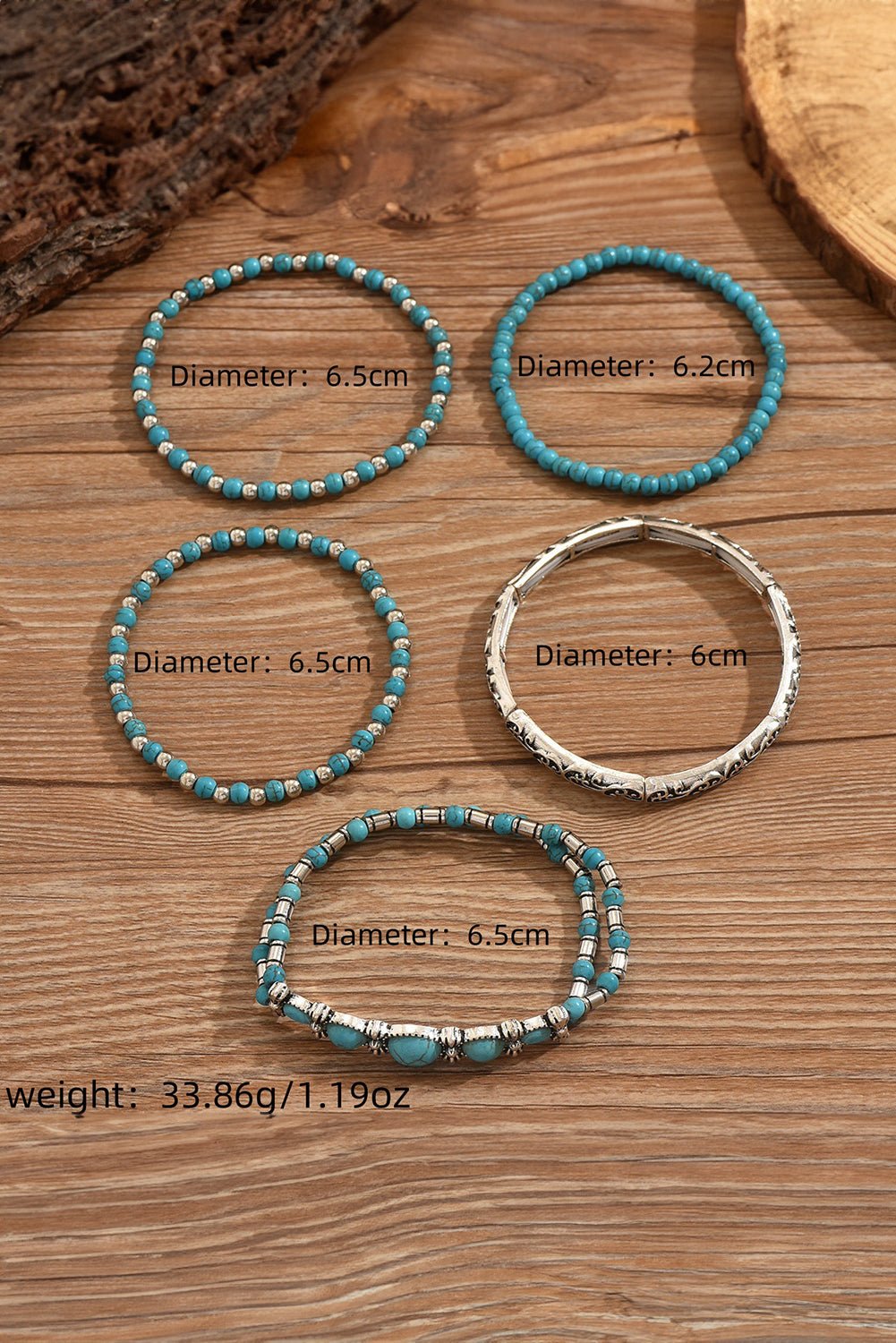 Silvery Boho Turquoise Beaded Bracelet Set - MAD RUFFI