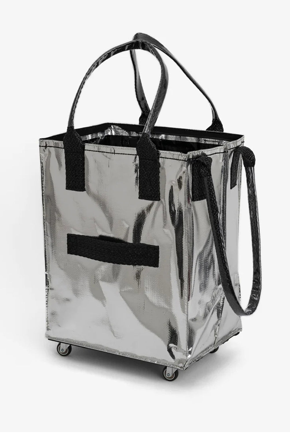 Silvery Foldable Rolling Large Shopping Tote Bag - MAD RUFFI