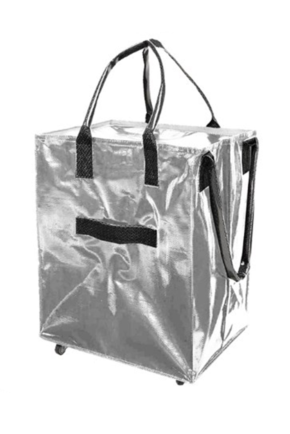 Silvery Foldable Rolling Large Shopping Tote Bag - MAD RUFFI