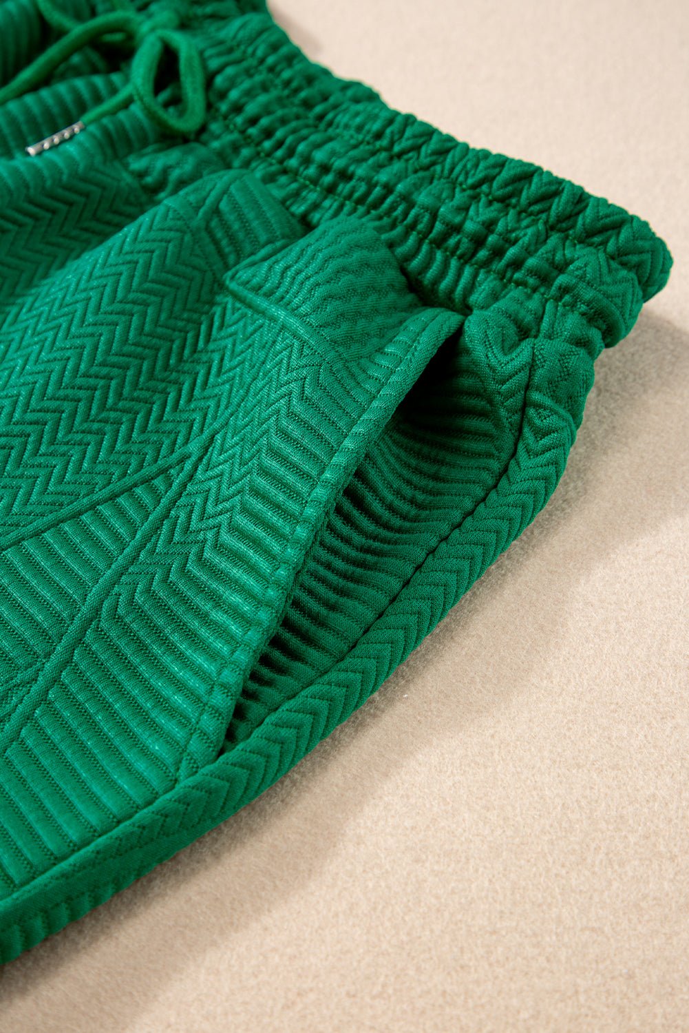 Skobeloff Textured Ruffle Split Top and Drawstring Shorts Set - MAD RUFFI