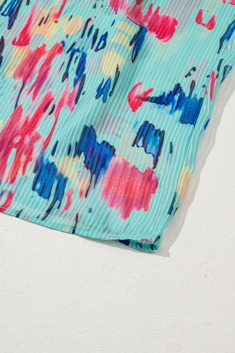 Sky Blue Abstract Print Short Puff Sleeve Tiered Maxi Dress - MAD RUFFI