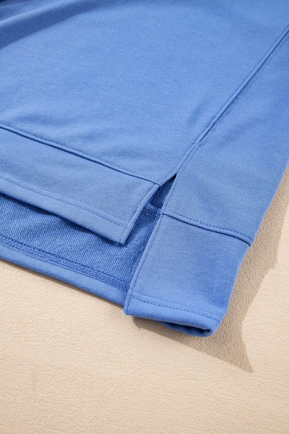 Sky Blue Casual Zipped Short Sleeve Hoodie and Shorts Set - MAD RUFFI