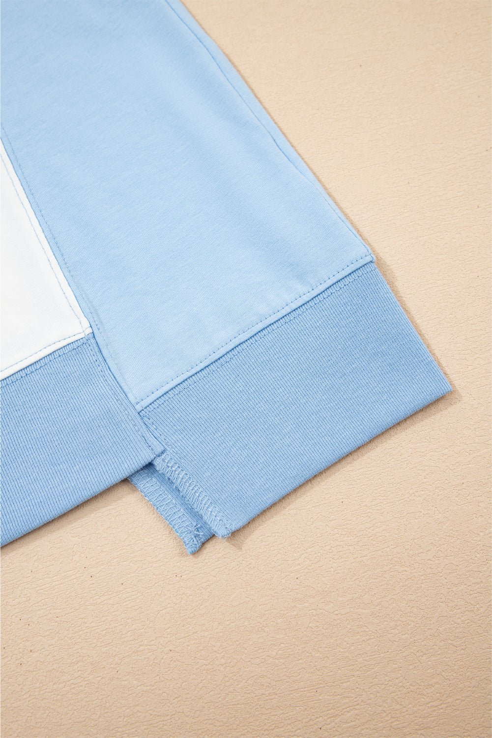 sky blue colorblock exposed seam patchwork crew neck t shirt - MAD RUFFI